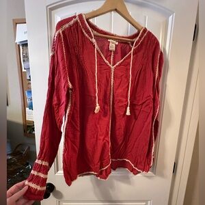 Sundance Red Blouse with Cream Detailing